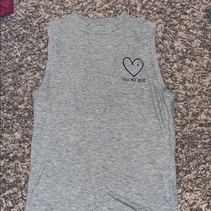 Grey high neck tight tank top
